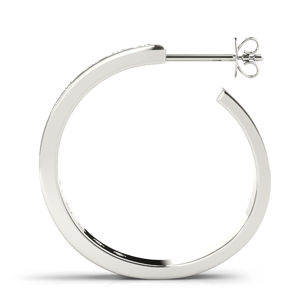 14Kw C Style Round Hoop Diamond Earrings 0.50 CT TW