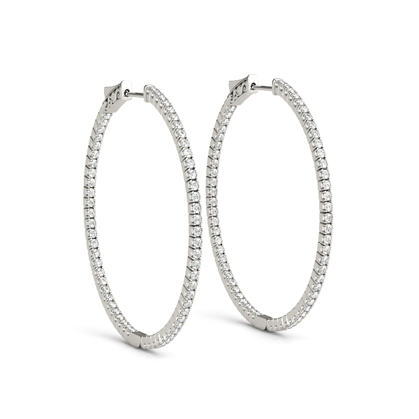 14Kw Circular Diamond In & Out Hoop Earrings 1.00 CT TW